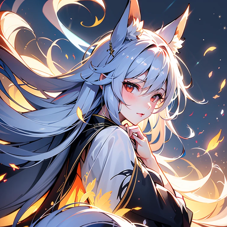 One Girl, Fox Girl, Fox&#39;s Tail, Nine-Tailed Fox,Fox Ears, Black colored hair, Fox Makeup,One Girl,  Kimono with open chest, Body size is 100-70-90!, Nice body, Avatar, face, Open chest, lewd face, Dominant representation, naughty face, Big Breasts, Emphasize cleavage,Show bare skin, Skin is visible, With legs apart, Show off your thighs, M-shaped legs, A beautifully patterned kimono,Red and black flowing water pattern kimono, I can see her cleavage, Muscular, Uplifting, Abdominal muscles, Exposed skin, Long Hair, Skin Texture, Soft breasts, Large Breasts, Standing in a grassy field, outside, Blue sky,Composition facing directly ahead, Grab your breasts with both hands, Fingers digging into breasts, Developmental atmosphere, god mysterious painting, god々Cool atmosphere