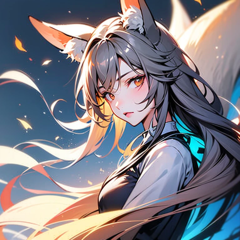 One Girl, Fox Girl, Fox&#39;s Tail, Nine-Tailed Fox,Fox Ears, Black colored hair, Fox Makeup,One Girl,  Kimono with open chest, Body size is 100-70-90!, Nice body, Avatar, face, Open chest, lewd face, Dominant representation, naughty face, Big Breasts, Emphasize cleavage,Show bare skin, Skin is visible, With legs apart, Show off your thighs, M-shaped legs, A beautifully patterned kimono,Red and black flowing water pattern kimono, I can see her cleavage, Muscular, Uplifting, Abdominal muscles, Exposed skin, Long Hair, Skin Texture, Soft breasts, Large Breasts, Standing in a grassy field, outside, Blue sky,Composition facing directly ahead, Grab your breasts with both hands, Fingers digging into breasts, Developmental atmosphere, god mysterious painting, god々Cool atmosphere