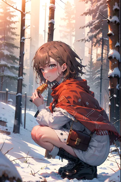 Mycotrose, Brown eyes,Brown Hair,short hair,smile,blush,White Breath,
Open your mouth,snow,Ground bonfire, Outdoor, boots, snowi...