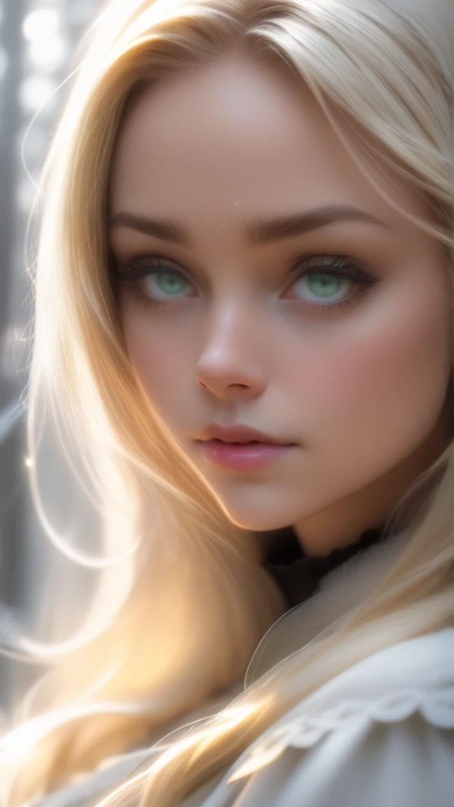 close up of a european woman, blonde hair, winter forest, natural skin texture, 24mm, 4k textures, soft cinematic light, RAW photo, photorealism, photorealistic, intricate, elegant, highly detailed, sharp focus, ((((cinematic look)))), soothing tones, insane details, intricate details, hyperdetailed, low contrast, soft cinematic light, dim colors, exposure blend, hdr, faded, full_body