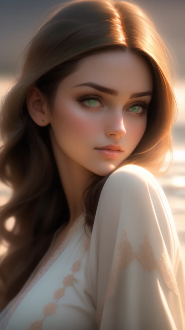 close-up of a European woman, with brown hair, winter beach, natural skin texture, very detailed skin texture, tanned skin, 24mm, 4k textures, soft cinematic light, RAW photo, photorealism, photorealistic, intricate, elegant, highly detailed, sharp focus, ((((cinematic look)))), soothing tones, insane details, intricate details, hyperdetailed, low contrast, soft cinematic light, dim colors, exposure blend, hdr, faded, detailed transparent clothes.