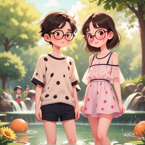 13-year-old girl，Low length，非常にThin thighs，Black Hair，Glasses，He seemed fine...，Very detailed，(((The kids))) ，Very short stature...