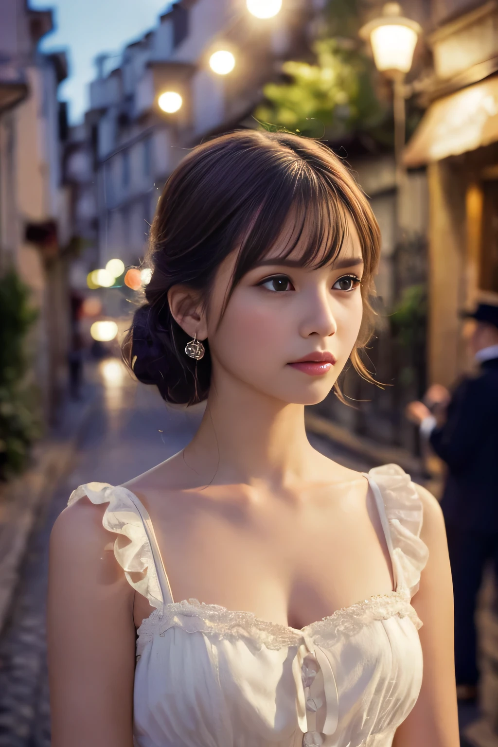 
((Tabletop:1.4, highest quality)), (Realistic photos:1.4), 
((1 girl)), (Otherworldly beauty), (dream-like),
(超High resolution:1.2), Very delicate and beautiful, wonderful, Very detailed CG Unity 8k wallpaper, Very detailed, High resolution, 
Soft Light, Beautiful detailed girl, Very detailedな目と顔, Beautiful and detailed nose, Beautiful and detailed, 
(Dressed in late 19th century French costume:1.3),
Cinema Lighting, Perfect Anatomy, Slender body, (Parted bangs),
(Impressionist portrait of a beautiful girl), (Montmartre at the end of the 19th century:1.3), (evening), (after the rain), (Reflection of the sunset), (Impressionist light and colour), 
Cowboy Shot