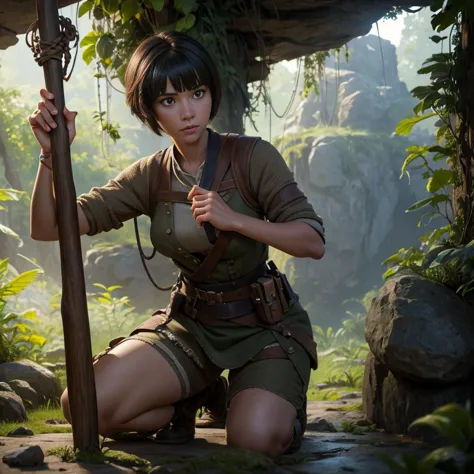 in the game adventure realistic character style, epic games realistic, game dev, unreal engineer, create a realistic woman with ...