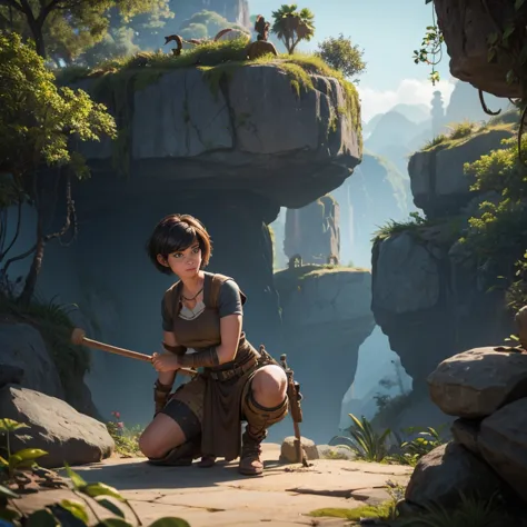 In the game adventure realistic character style, Epic games realistic, game dev, unreal engineer, create A realistic woman with ...