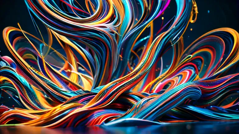 multicolored dynamic abstract liquid flow particles turbulence,cinema 4d, fully dynamic motion design, x-particles, dynamics fx,...