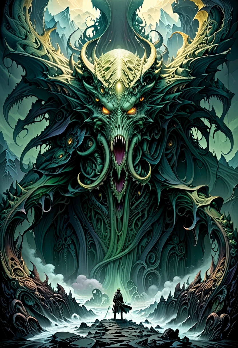 entrance of Cthulhu, The Mountains of Madness, (masterpiece, best quality, Professional, perfect composition, very aesthetic, absurdres, ultra-detailed, intricate details:1.3)