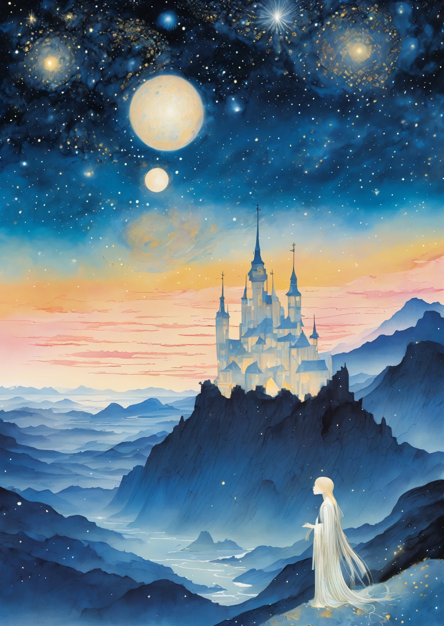 linda noite surreal via láctea sonhadora, folclore,   Magia, Orientalismo, Romantismo
(Uma ilustração：Kay Nielsen、Ryan McGinley、Cruz dos Pilotos)
