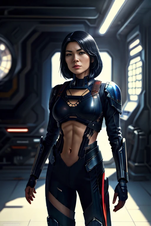 midbody photo of the most beautiful artwork in the world featuring [gorgeous asian female humanoid|cyborg:0.3], spaceship location, working environment, rugged harsh situation woman(sharp face:1.2) worker, full body 8k unity render, action shot, skin pores, detailed intricate iris, very dark lighting, heavy shadows, detailed, detailed face, (vibrant, photo realistic, realistic, dramatic, dark, sharp focus, 8k), (battlestar galactica viper pilot:1.1), (intricate:1.1), (highly detailed:1.1), digital painting, octane render, artstation, concept art, smooth, sharp focus, illustration, art by artgerm, (loish:0.23), wlop ilya kuvshinov., (global illumination, studio light, volumetric light) liquid meta lultra realista 8k CG, (Futuristic:, Perfect artwork, master part, CIDADE FUTURISTA, Era futurista, Mechanicalgirl, fantasia), (((Antecedentes detalhados))) 20yo mulher afro cyborg musculoso modelo fresco,amazing stunningly beautiful, sentado, Looking at camera, bobcut preto ondulado cabelo brilhante, Retrato de 50mm, Glamour, curvas suaves, gigantesco , , full wet lips, Cybernate , abdominais perfeitos, ..3d, ultra realistic,
