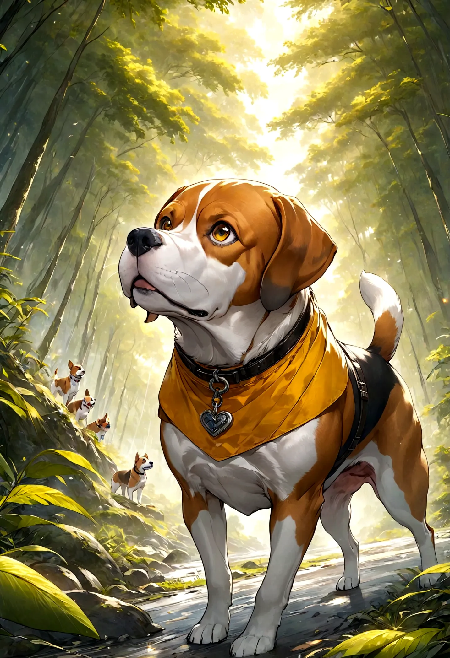 create an image of a dog symbolizing the traits of an adventurer (isfp). the dog should be a beagle, known for its curiosity, pl...