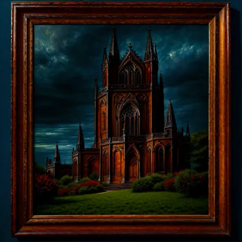 Stylish stained background work type of Gothic oil painting, a in the magic center 4k