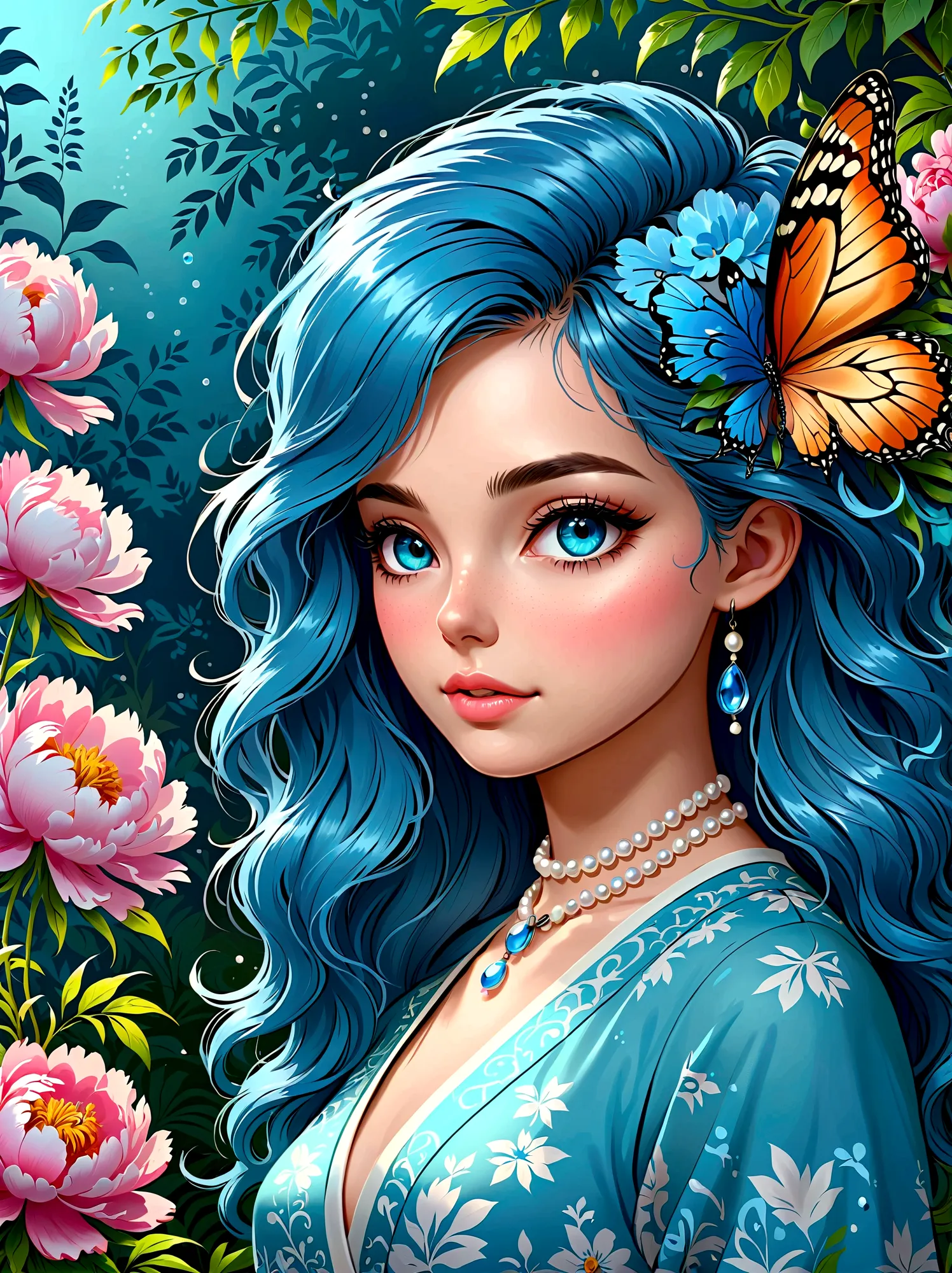 (masterpiece，Best quality:1.2，lifelike:1.4)，Cartoon Characters，Vector illustration，(1 Girl，Half Body)，Exquisite facial features，...