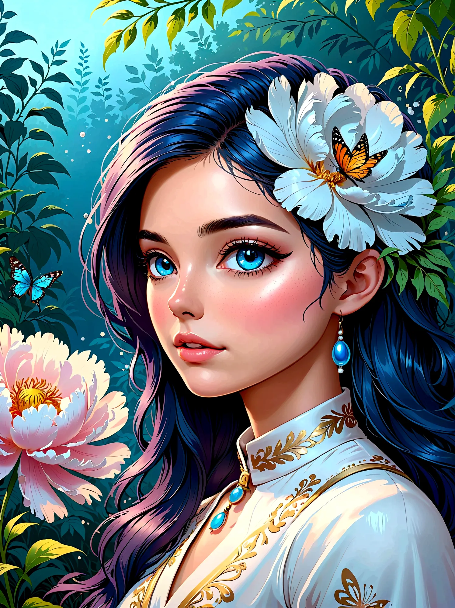 (masterpiece，Best quality:1.2，lifelike:1.4)，Cartoon Characters，Vector illustration，(1 Girl，Half Body)，Exquisite facial features，...