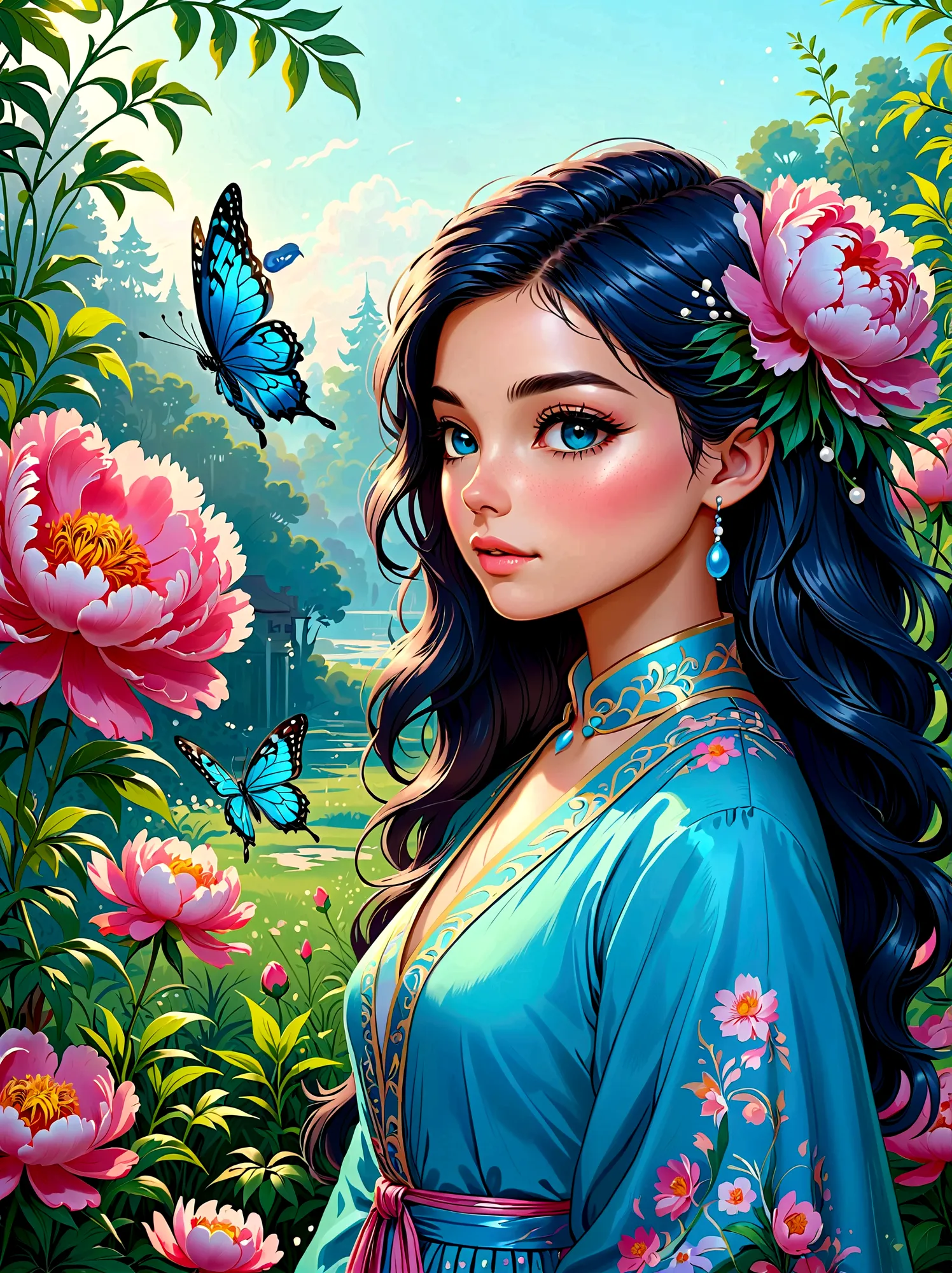 (masterpiece，Best quality:1.2，lifelike:1.4)，Cartoon Characters，Vector illustration，(1 Girl，Half Body)，Exquisite facial features，...