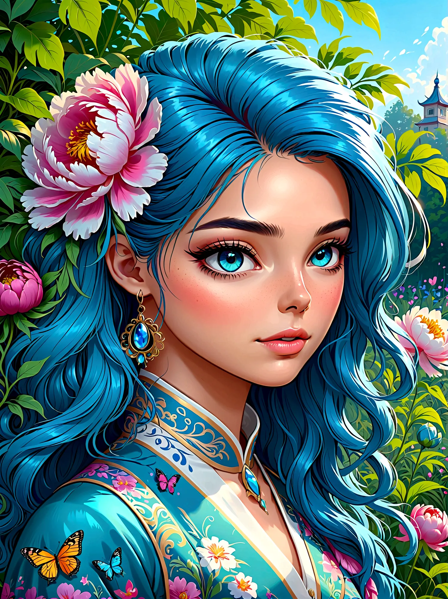 (masterpiece，Best quality:1.2，lifelike:1.4)，Cartoon Characters，Vector illustration，(1girl，Half Body)，Exquisite facial features，D...