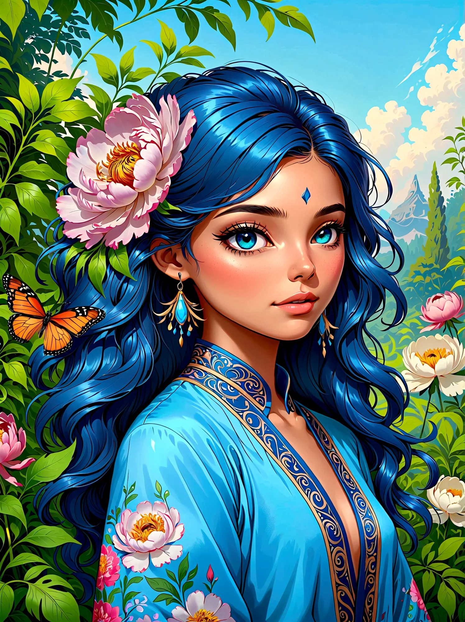 (masterpiece，Best quality:1.2，lifelike:1.4)，Cartoon Characters，Vector illustration，(1girl，Half Body)，Exquisite facial features，D...