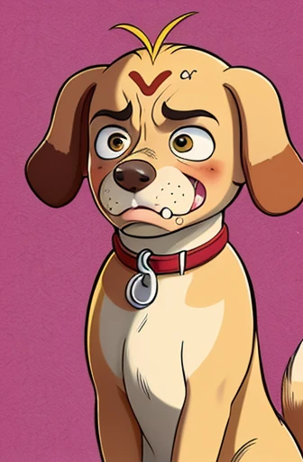dog, (disgusted expression:1.5), (forehead creases), frown, teeth, lips pulled back