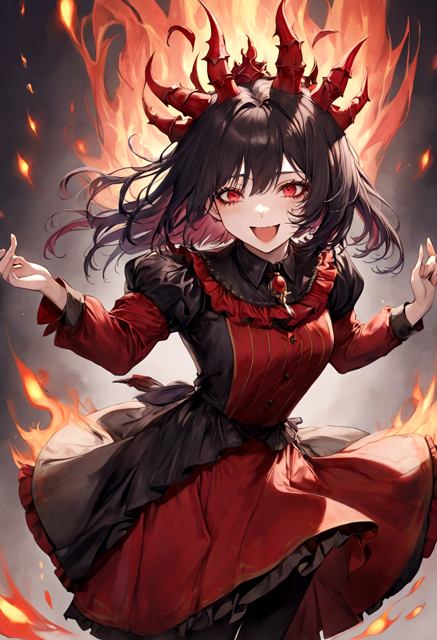 Jester, Red, Black, Rakdos, High Quality, Laughing, Female, Black 