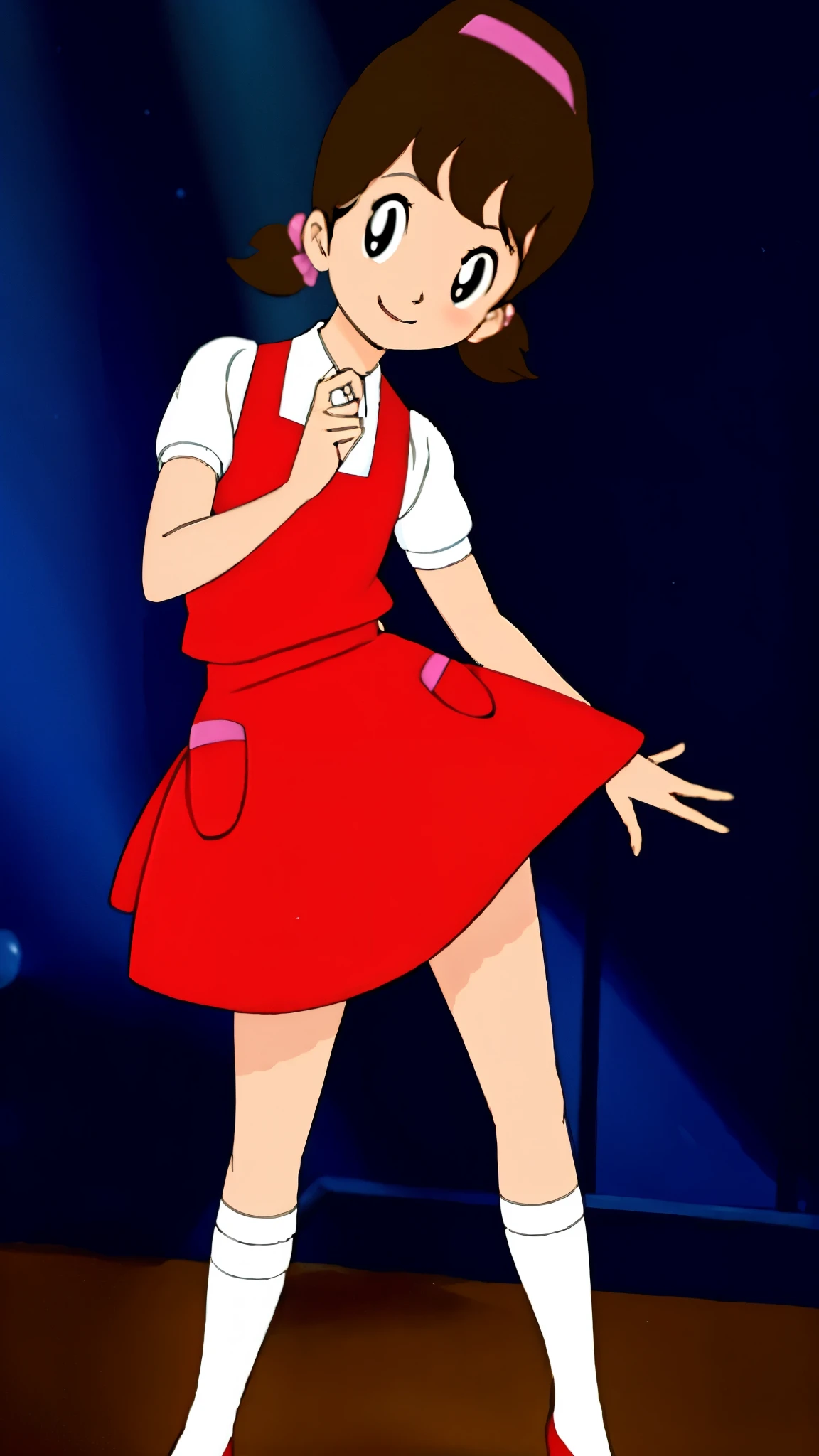 A close up of a cartoon girl in a red dress - SeaArt AI