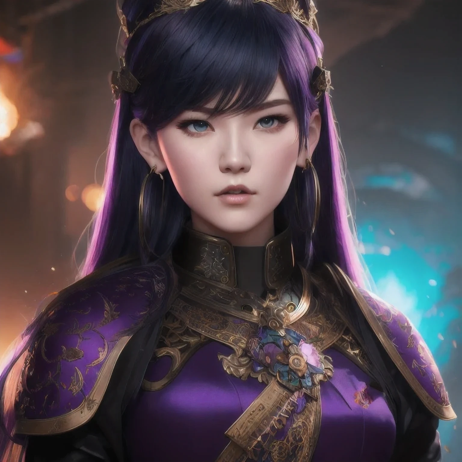 (((Disgusted look)))there is a 18 years old in a purple dress holding a dragon, wlop and ross tran, ross tran 8 k, fantasy art style, chengwei pan on artstation, a beautiful fantasy empress, ross tran and wlop, ruan jia and artgerm, the dragon girl portrait, ig model | artgerm, artgerm and ruan jia，beautiful
1girl
bangs
blue eyes
closed mouth
ear piercing
earrings
grey background
hair ornament
jewelry
lips
looking at viewer
military
military uniform
nose
piercing
portrait
realistic
short hair
simple background
solo
upper body