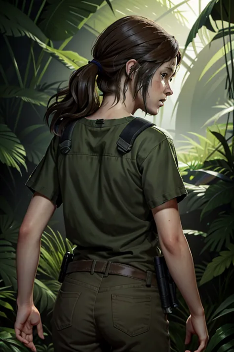 ((masterpiece, best quality))
TLOUEllie, 1girl, solo, brown hair, long hair, green eyes, in a lush jungle with vibrant flowers, ...