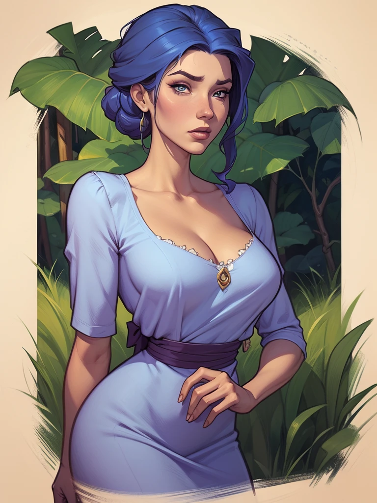 um close de uma mulher com um vestido azul e longos cabelos ruivos, arte de personagem impressionante, linda pintura de personagem, extremely detailed digite germe, DeviantArt Artstation CGScosiety, style digite germe, stunning digital illustration, alexandra fomina artstation, linda pintura digital, digite germe. anime illustration, linda arte digital