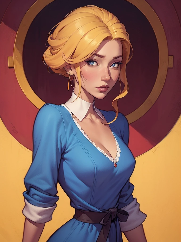 eine Nahaufnahme einer Frau in einem blauen Kleid und langen roten Haaren, tolle Charakterkunst, wunderschöne Charaktermalerei, äußerst detaillierter Typkeim, deviantart artstation cgscosiety, style digite germe, Atemberaubende digitale Illustration, alexandra fomina artstation, wunderschöne digitale Malerei, digite germe. Anime-Illustration, wunderschöne digitale Kunst