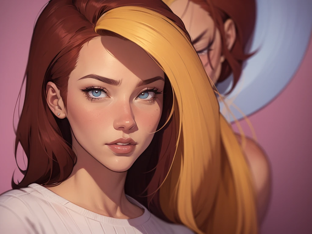 FunDo branco um close up De um Desenho animaDo De um homem e uma mulher, arte De pintura Digital Dos Desenhos animaDos, pintura Digital De Desenho animaDo, arte em quaDrinhos ociDental, arte Dos Desenhos animaDos style, arte Dos Desenhos animaDosstyle, par Jason Chan, par Ryan Yee, arte Dos Desenhos animaDos, style bande dessinée occidentale, arte conceitual De Desenho animaDo, Illustration de style dessin animé, vieil ouest, DetaileD fanartClose up of a woman with long hair anD a sweater, cabelo castanho encaracolaDo, linDa moDelo, retrato De alta qualiDaDe, meDium portrait soft light, on dirait le jeune Liv Tyler, retrato coloriDo, linDa mulher, cabelo loiro cacheaDo | D & D, bel éclairage de portrait, uma linDa jovem, moDelo muito linDo, Retrato De 50mm, meDium - long cabelo castanho encaracolaDo