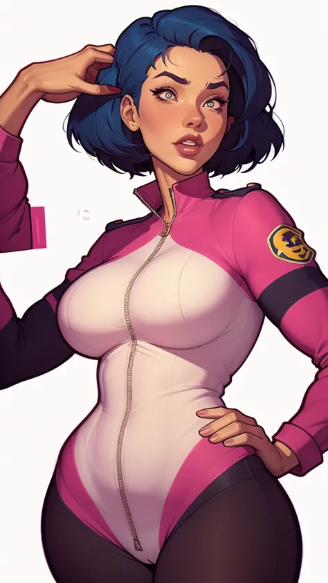 um close de uma mulher em um uniforme prateado e rosa, digite germe e ilya kuvshinov, ilya kuvshinov e digite germe, range murat...