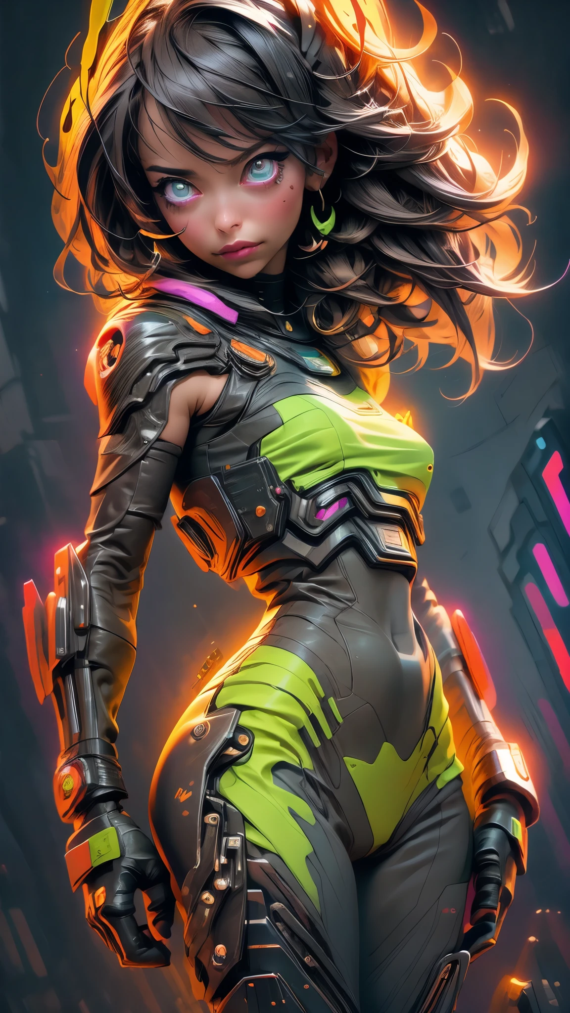 (best quality,realistic:1.2),(best quality,4k,8k,highres,masterpiece:1.2),ultra-detailed, primer plano, plano del rostro, hiper nitido, hiper detallado, A closeup of Kristin Kreuk in a neon suit, Ambiente ciberpunk, cyberpunk with neon lights, Luz cyberpunk brillante, agachado,Vibraciones ciberpunk, Cyberpunk lighting, estilo ciberpunk, neon cyberpunk style, En el estilo cyberpunk, mira ciberpunk, cyberpunk dreamy girl, foto ciberpunk, neon cyberpunk, cyberpunk aesthetic, ropa de calle ciberpunk, cyberpunk aesthetic, estilo de arte ciberpunk, Portero del streetwear cyberpunk,sabes, dedos perfectos,neon hair color, Textura de detalle, detalle del cabello,Pantalon long noir fluo, hermoso rostro,por el WAVY,Detailed neon black shoes..,HDR, 8k, absurdres, cinestill 800, sharp focus, 4k , great details and colours, HDR, 8k, absurdres, cinestill 800, sharp focus, add_detail:2, Ultra HD | | | ((Fullbody-shot)) add_detail:2 (1woman, solo)
