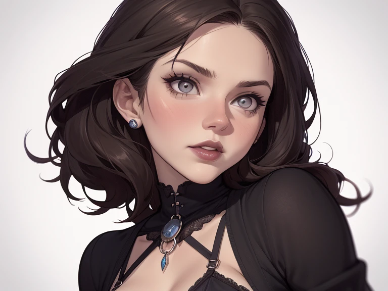 A closeup of a woman in a black top and a black bra, estilo de arte de charlie bowater, Estilo Charlie Bowater, retrato de vampiro, arte do personagem charlie bowater, Alena Aenami e Artgerm, Neoartcore e Charlie Bowater, Charlie Bowater cores ricas e profundas, lazy art style, Artgerm e Tom Bagshawum close de uma mulher com longos cabelos pretos e um colar, amoranto, Bela Delfina, mais conhecido como amoranto, Kailee Mandel, cabelo preto e olhos grandes, profile picture with headshot, jovem linda amoranto, pale and glowing skin, retrato de alta qualidade, com cabelos longos e olhos penetrantes, skin pale as ivory, Sydney Hanson mode white skin tone close-up portrait cartoon style GTA style digital illustration of a woman in a black dress and black hair, linda rainha vampira, linda rainha feminina vampira, gothic maiden, very beautiful gothic top model, beautiful vampira feminina, goth girl, goth girl, gothic maiden of the dark, Gothic style, gothic woman, gothic clothes, gothic outfit, moda vampiro, vampira feminina, wearing a gothic dress Close up of a woman with long hair and a sweater, cabelo castanho encaracolado, linda modelo, retrato de alta qualidade, medium portrait soft light, parece a jovem liv tyler, retrato colorido, linda mulher, cabelo loiro cacheado | d & d, beautiful portrait lighting, uma linda jovem, modelo muito lindo, Retrato de 50mm, medium to long brown curly hair, close-up of a person wearing tie and sweater;, Hermione Granger, inspirado em Hermione Hammond, hermione, Emma Watson as Hermione Granger, Ema!! watson!!, Emma Watson as harry potter, Emma Watson as driada, Emma Watson, portrait photo of Emma Watson, photo of Emma Watson, movie still of Emma Watson, with the face of Emma Watsona cartoon of a woman in a bikini and panties, CO Commission, commission for high resolution, realistic bikini, garota anime sedutora, nico robin, artgerm extremamente detalhado, fofosexyrobutts, Kate Bi