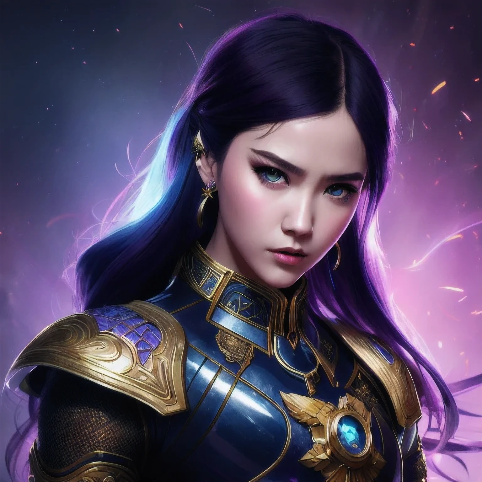 (((Disgusted look)))there is a 18 years old in a purple dress holding a dragon, wlop and ross tran, ross tran 8 k, fantasy art style, chengwei pan on artstation, a beautiful fantasy empress, ross tran and wlop, ruan jia and artgerm, the dragon girl portrait, ig model | artgerm, artgerm and ruan jia，beautiful 1girl bangs blue eyes closed mouth ear piercing earrings grey background hair ornament jewelry lips looking at viewer military military uniform nose piercing portrait realistic short hair simple background solo upper body