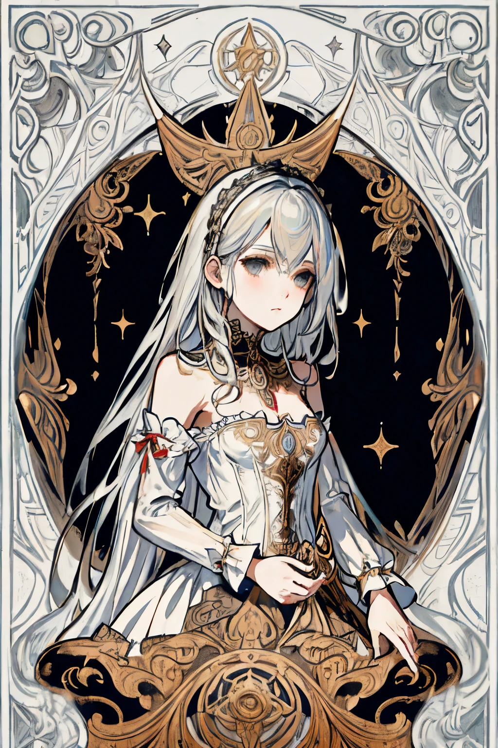  ((best quality)), ((masterpiece)), (detailed), 1girl, Character design, female, dynamic poses, long white grey hair, grey white eyes, very skinny, detailed, best quality, no accesoires around the neck, no shoes, prominent collarbones, skinny arms, flat stomach, visible hip bones, full body, blank white background, plain background, white background, red and white clothing, Bloodborne inspired, occult aesthetic, occult, detailed and intricate steampunk and detailed gothic, NSFW, Very dramatic and cinematic lighting, cosmic horror, grim-dark, side-lighting, perfect face, NSFW, Fluttering lace flared long knee length dress with frilly petticoats, knee length dress, pleated petticoats, petticoats gothic, complex lace boots, side-lighting, gothic aesthetic, wielding a mighty sword with mechanical components, mandalas, small breasts, a fairy, various different types of insect wings, NSFW, full body, whole body, body, plain background, white background, blank background, no background, white background NSFW, chains, full body, whole body, head-to-toe NSFW 