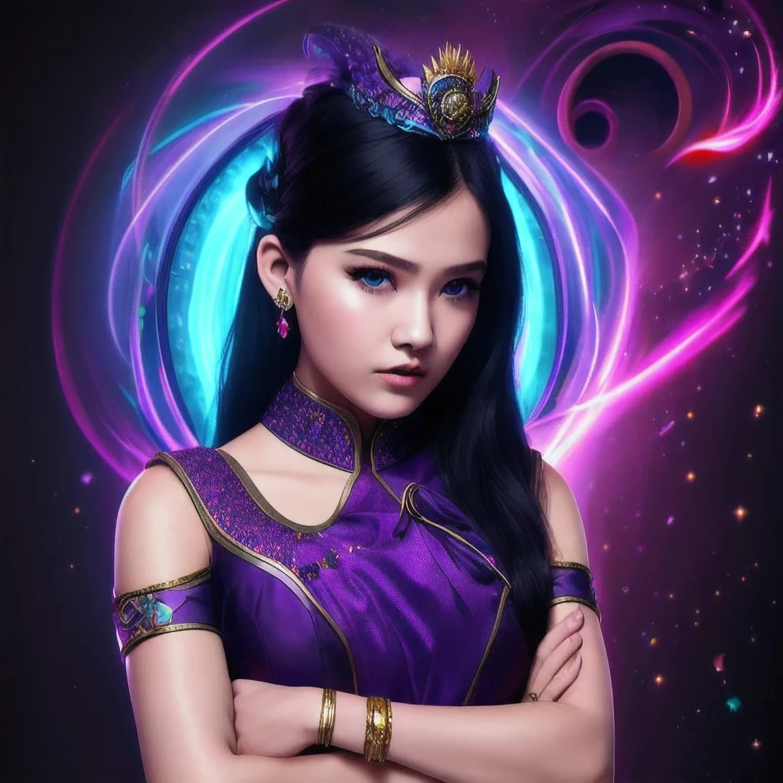 un jeune de 18 ans vêtu d&#39;une robe violette tenant un dragon, Wlop et Ross Tran, Ross Tran 8K, style artistique fantastique, poêle chengwei sur artstation, une belle impératrice fantastique, Ross Tran et WLOP, Ruan Jia et Artgerme, le portrait de la fille dragon, modèle ig | artgerme, artgerme and ruan jia，beau une fille frange yeux bleus bouche fermée oreille piercing boucles d&#39;oreilles fond gris cheveux ornement bijoux lèvres regardant spectateur militaire militaire uniforme nez piercing portrait réaliste cheveux courts simple arrière-plan solo haut du corps