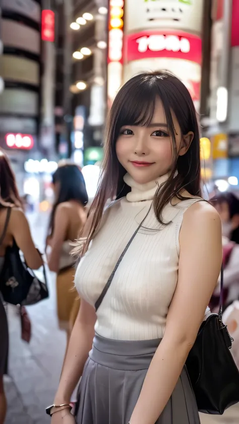 (((Tokyo Street:1.5))、Woman walking in the city:1.3、The background is the street)、(Realistic、Like a photograph、Live Action、8k, R...