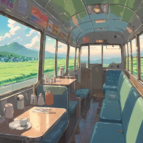 (((cafe in side of bus))), ((anime:1.4,illustration)),(masterpiece, top quality, best quality),(ultra-detailed, absolutely resol...