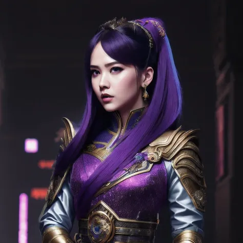 (((Disgusted look)))there is a 18 years old in a purple dress holding a dragon, wlop and ross tran, ross tran 8 k, fantasy art s...