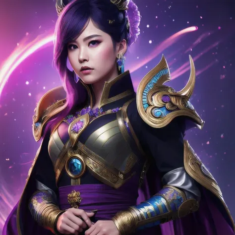 (((Disgusted look)))there is a 18 years old in a purple dress holding a dragon, wlop and ross tran, ross tran 8 k, fantasy art s...