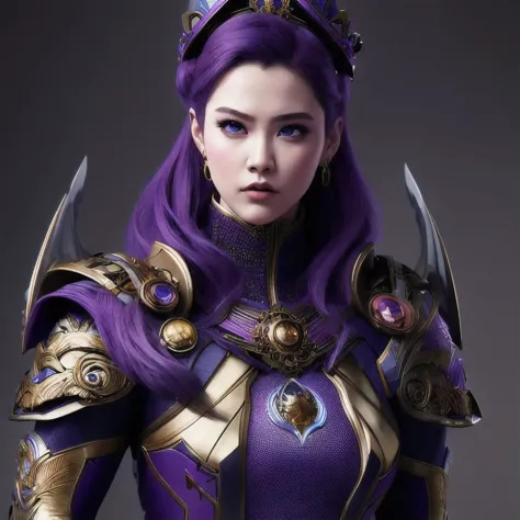 (((Disgusted look)))there is a 18 years old in a purple dress holding a dragon, wlop and ross tran, ross tran 8 k, fantasy art s...