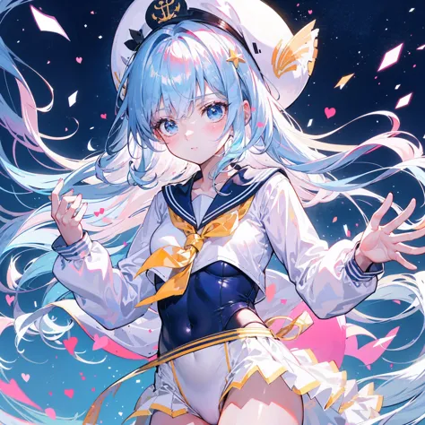 Light blue　Long Hair　In addition　　Sailor　leotard　beautiful girl　thin　Embarrassing　blush　Long Hair　On top of that　Magical girl　Sa...