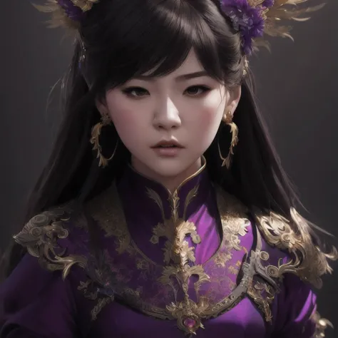 disgusted look,((disgusted look))there is a 18 years old in a purple dress holding a dragon, wlop and ross tran, ross tran 8 k, ...