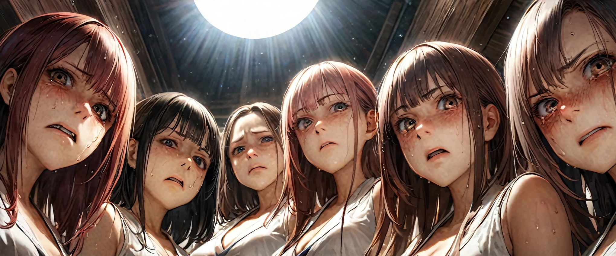 (many females\((different appearances:1.5), beautiful, cute\):1.5) are gathering together and (looking you down) with eyes of (very hated and very disgusted:2.0),very bad atmosphere,full body,(from below:1.5), BREAK ,quality\(8k,wallpaper of extremely detailed CG unit, ​masterpiece,hight resolution,top-quality,top-quality real texture skin,hyper realisitic,increase the resolution,RAW photos,best qualtiy,highly detailed,the wallpaper,cinematic lighting,ray trace,golden ratio\),facial expression,[nswf:2.0]