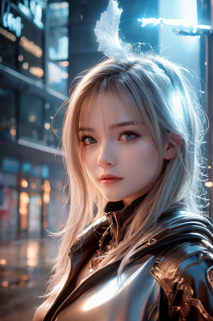 highest quality、8k Masterpiece、超A high resolution、(Photorealistic:1.3)、RAW Photos、1 girl、Silvery white hair、Glowing Skin、1. Super-beautiful Cyberpunk Soldiers、((Ultra-Realistic Details))、Portrait、Global Illumination、Shadow、Octane Rendering、8k、Super sharp、Metal、Cold colors、Very intricate details、Realistic Light、CGSoation Trend、Beautiful and shining eyes、Beautiful breasts、To the camera、Neon Details、smile、Super kind、whole body、Crimson Hanfu、Swaying in the Wind、20-year-old、Fantasy、The background is the rooftop of a Manhattan building.beautiful woman, photorealistic, highly detailed, beautiful face, intricate details, hyperrealistic, striking pose, flawless skin, mesmerizing eyes, luscious lips, elegant figure, cinematic lighting, dramatic shadows, sensual, graceful, captivating gaze, alluring, visually stunning, breathtaking beauty, exquisite, enchanting, (best quality,4k,8k,highres,masterpiece:1.2),ultra-detailed,(realistic,photorealistic,photo-realistic:1.37),a cyberpunk girl in the wild, black, erotic, sexy, metal, silver, brown, copper, wearing armor, goggles, punk, detailed face and eyes, intricate mechanical details, neon lights, dystopian city background, (best quality,4k,8k,highres,masterpiece:1.2),ultra-detailed,(realistic,photorealistic,photo-realistic:1.37),cinematic lighting,dramatic colors,moody atmosphere, fantasy, little sexy, standing