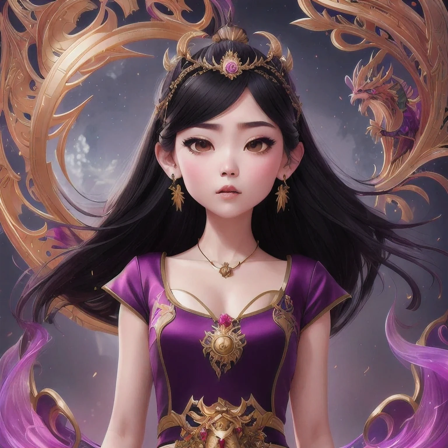 there is a 18 years old in a purple dress holding a dragon, wlop and ross tran, ross tran 8 k, fantasy art style, chengwei pan on artstation, a beautiful fantasy empress, ross tran and wlop, ruan jia and artgerm, the dragon girl portrait, ig model | artgerm, artgerm and ruan jia，beautiful
1girl
bangs
深绿 eyes
closed mouth
ear piercing
earrings
grey background
hair ornament
jewelry
lips
looking at viewer
military
military uniform
nose
piercing
portrait
realistic
short hair
simple background
solo
upper body