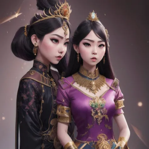 there is a 18 years old in a purple dress holding a dragon, wlop and ross tran, ross tran 8 k, fantasy art style, chengwei pan o...