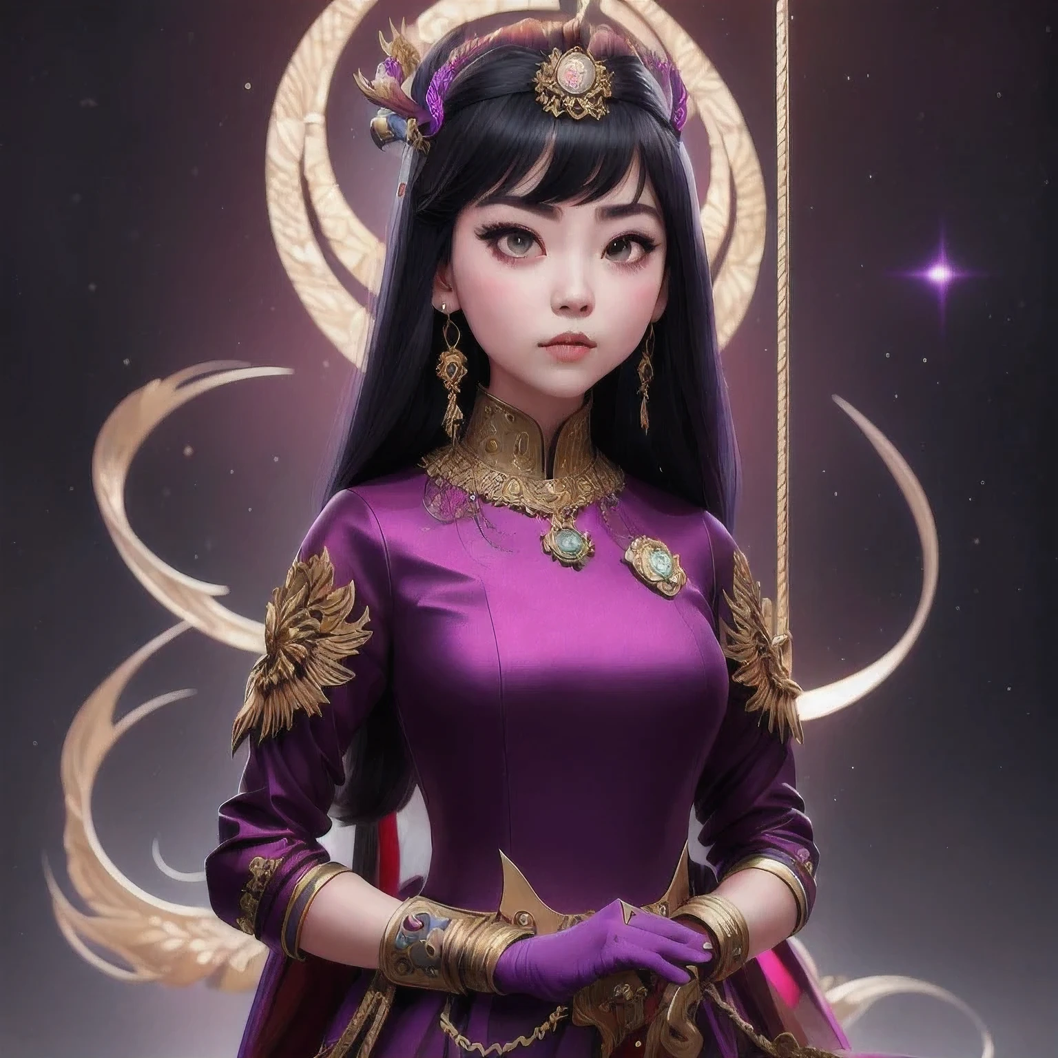 there is a 18 years old in a purple dress holding a dragon, wlop and ross tran, ross tran 8 k, fantasy art style, chengwei pan on artstation, a beautiful fantasy empress, ross tran and wlop, ruan jia and artgerm, the dragon girl portrait, ig model | artgerm, artgerm and ruan jia，beautiful
1girl
bangs
深绿 eyes
closed mouth
ear piercing
earrings
grey background
hair ornament
jewelry
lips
looking at viewer
military
military uniform
nose
piercing
portrait
realistic
short hair
simple background
solo
upper body