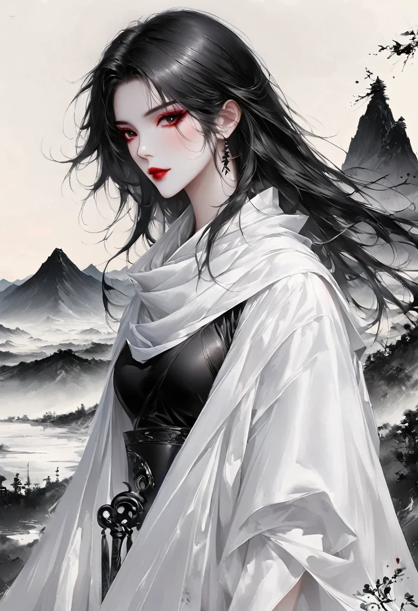 (Lots of white space:1.5)，(Lots of white space around:1.6), White background, simple, Minimalism, abstract,Freehand，Aesthetic，black and white，Ink Painting，antiquity，a mountain，A distant swordsmabstract art illustration, author：Li Song, Arte no estilo de guweiz, arte shin jinyoung, Obra-prima de guweiz, Ross chart 1. 0, Beautiful digital illustrations, Inspired by non-WLOP, simpledigital art, jingna zhang, guweiz, Stunning digital illustrations