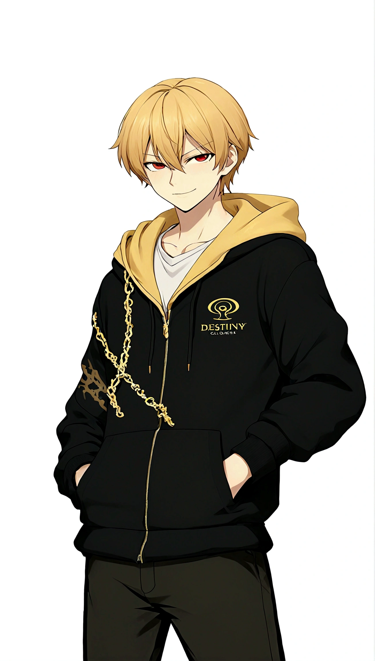 1boy，blond，Red Eyes，黑色jacket，白色shirt，Gray background，jacket，Male focus，Open clothes，打开jacket，Red Eyes，shirt，Disgusted look,arrogant，Cold，Gilgamesh,solo，Upper Body