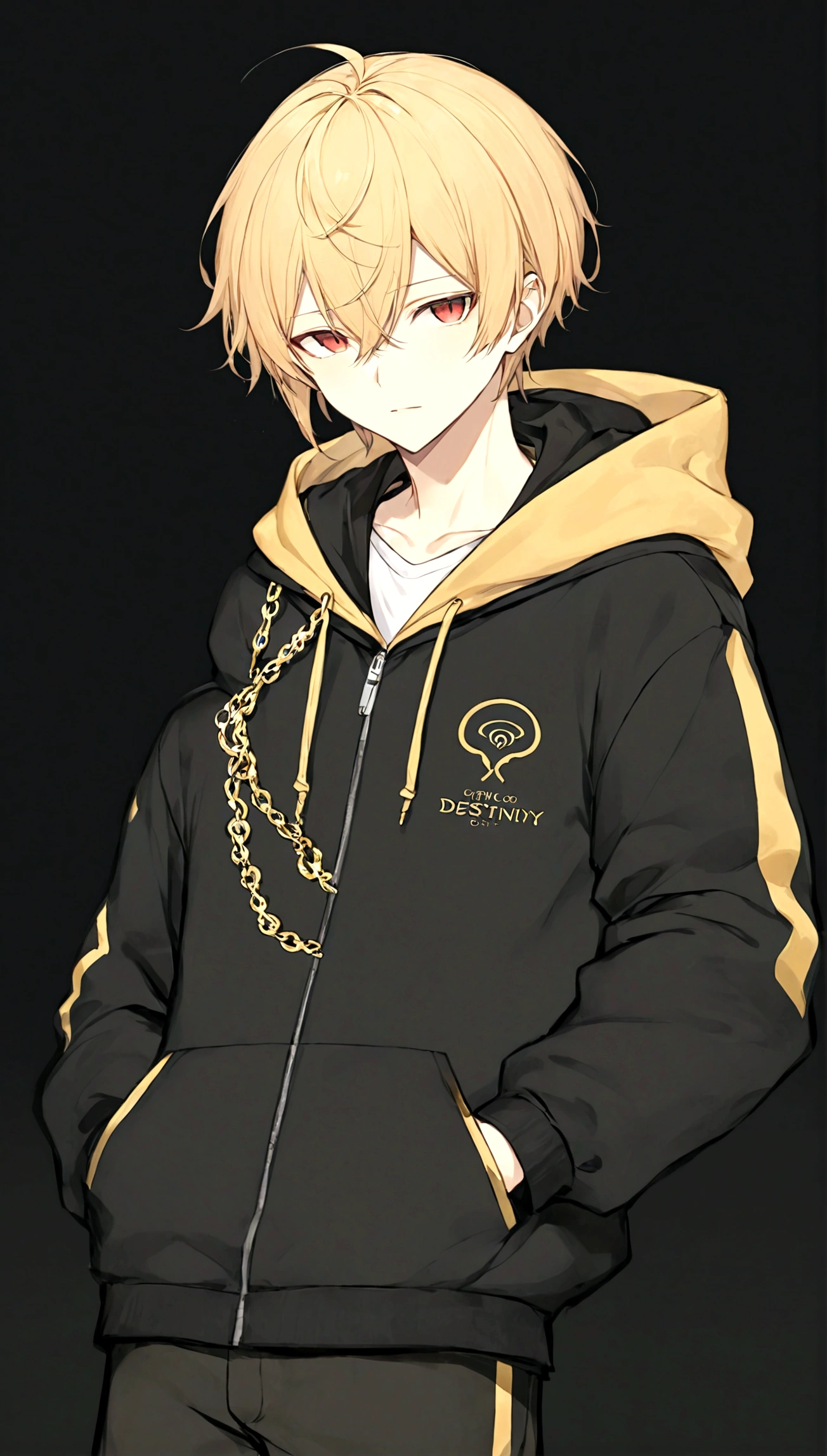 1boy，blond，Red Eyes，黑色jacket，白色shirt，Gray background，jacket，Male focus，Open clothes，打开jacket，Red Eyes，shirt，Disgusted look,arrogant，Cold，Gilgamesh,solo，Upper Body