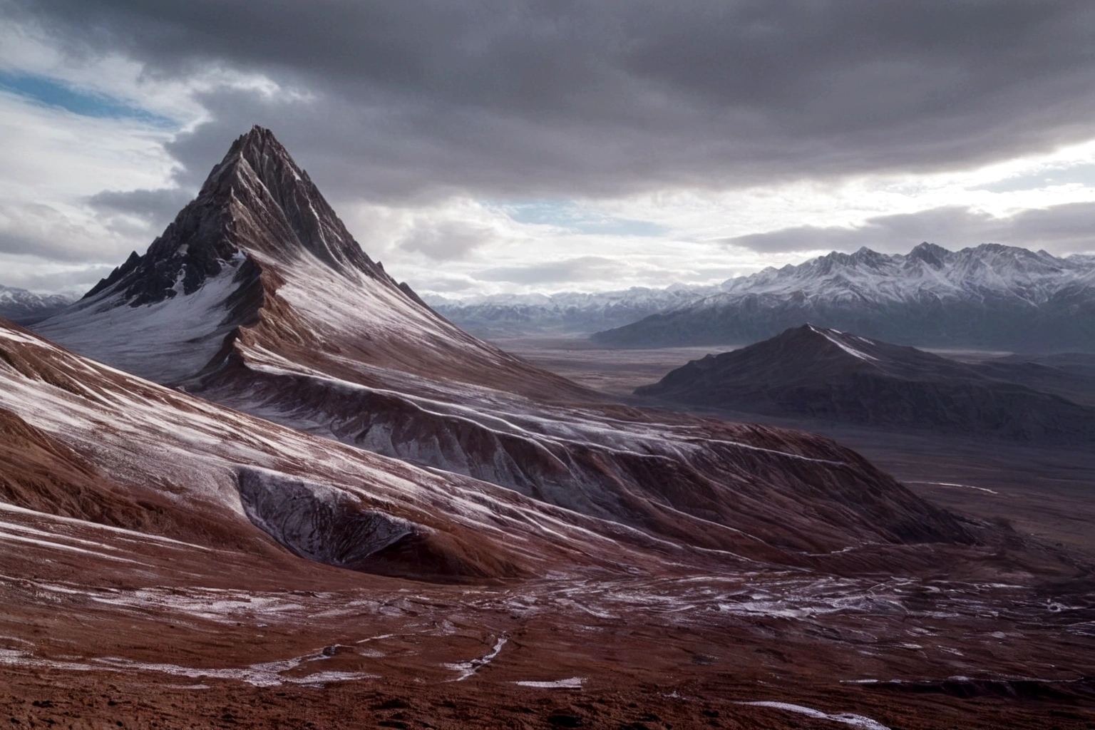 CHROM CHROM FUTURIST CHROM FESTUNG AUF EINEM FREMDEN PLANETEN STEILE UND INNERHALB DER BERGE MIT SCHARFEN FELSEN MIT SCHNEE UND EIS, DER AUSGELÖSTE STURMHIMMEL, GRAU UND KALT HAT DER EISWIND VOM POL DIE WOLKEN ZERSTÖRT, HYPER REALISTISCHES BILD, Maximale Schärfentiefe, MAXIMALE HDR 4K-AUFLÖSUNG, PERFEKTE PERSPEKTIVE FÜR DIE Alien CHROME-Festung
